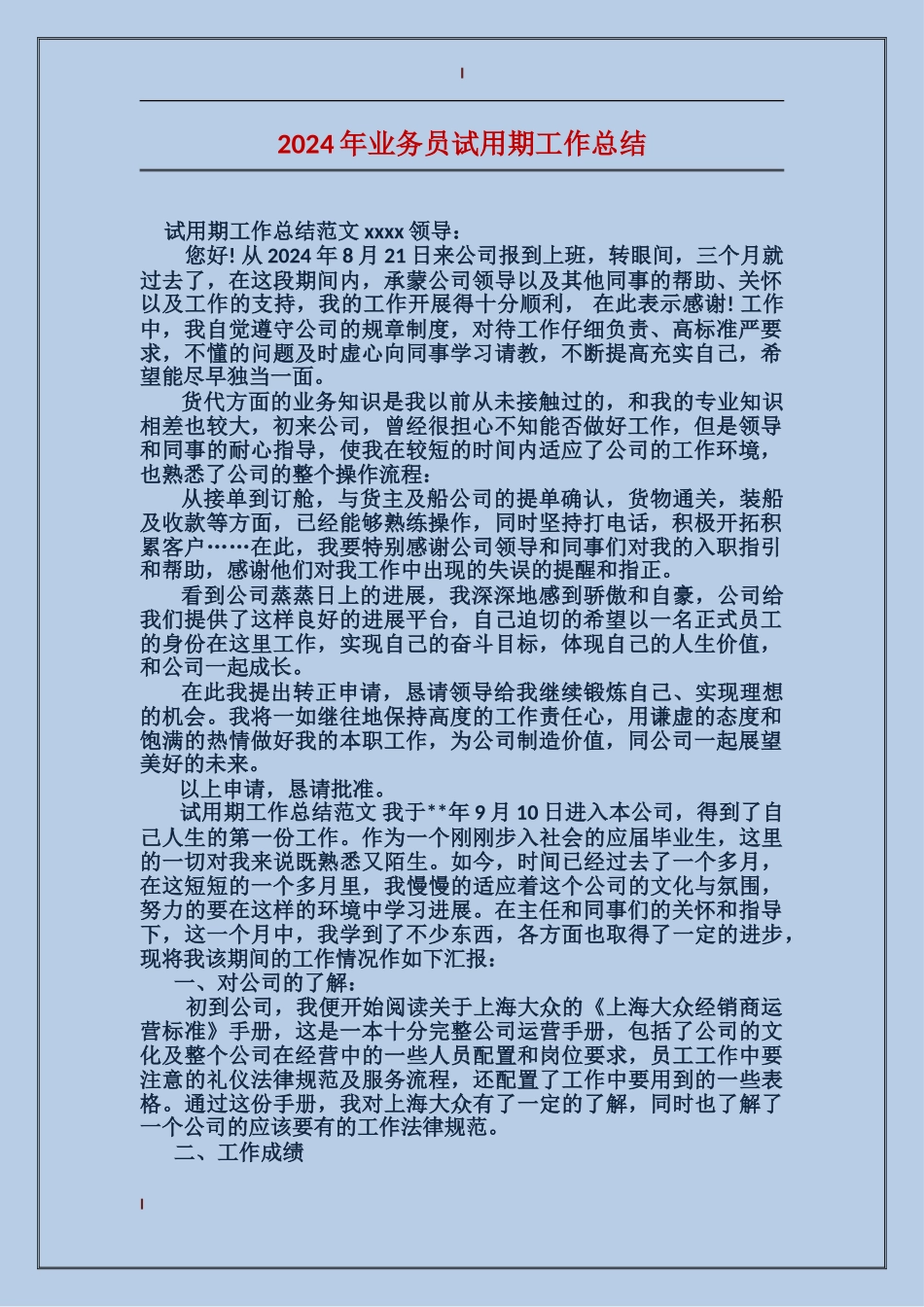 2017年业务员试用期工作总结_第1页