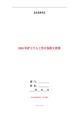 2024年护士个人工作计划范文欣赏