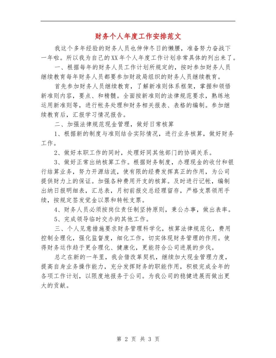 财务个人年度工作安排范文_第2页