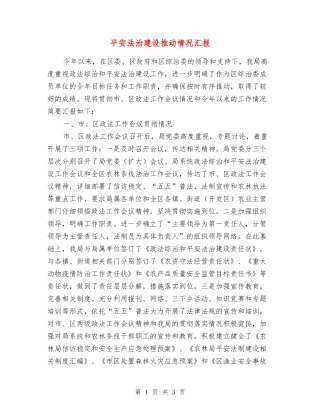 平安法治建设推进情况汇报