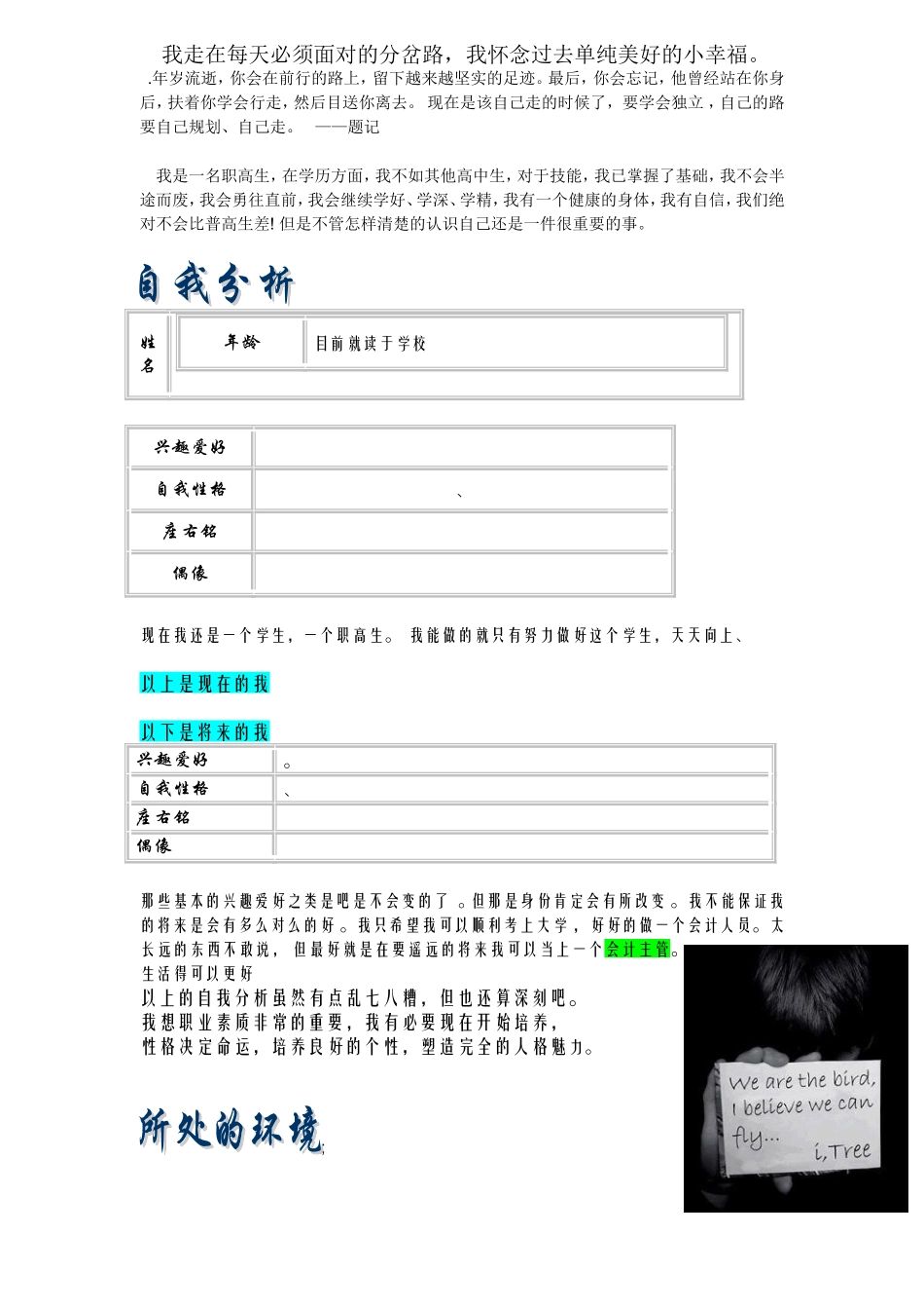 职高生会计专业职业规划_第1页