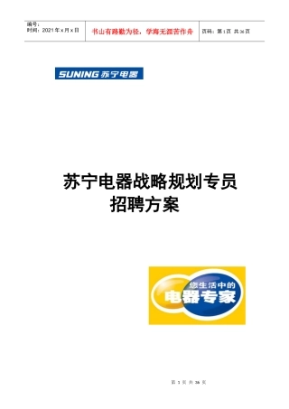 苏宁电器战略规划专员招聘方案