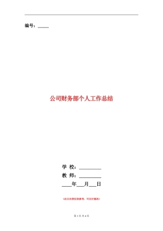 公司财务部个人工作总结