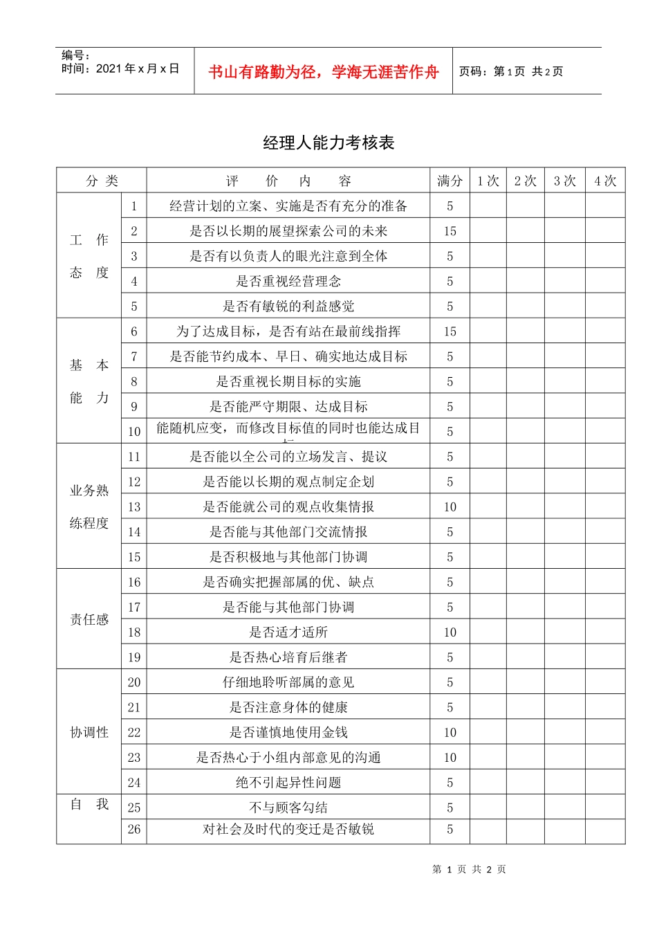 经理人能力考核表_第1页