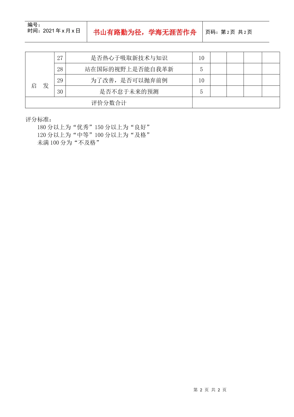经理人能力考核表_第2页