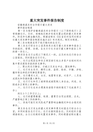 重大突发事件报告规章制度 