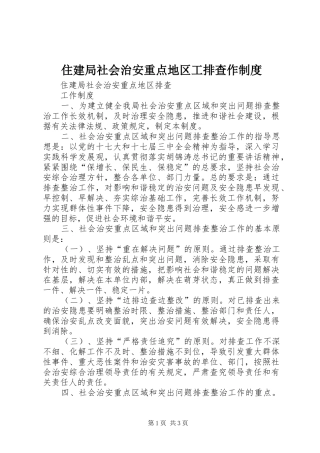 住建局社会治安重点地区工排查作规章制度