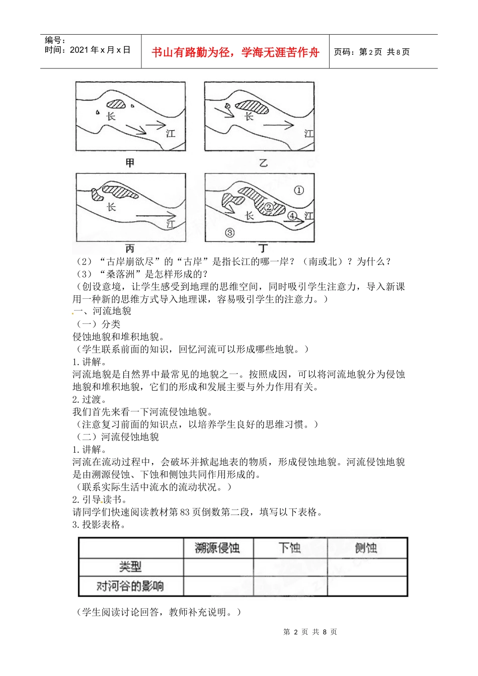 高中地理教案 43河流地貌的发育人教版新课标必修1_第2页