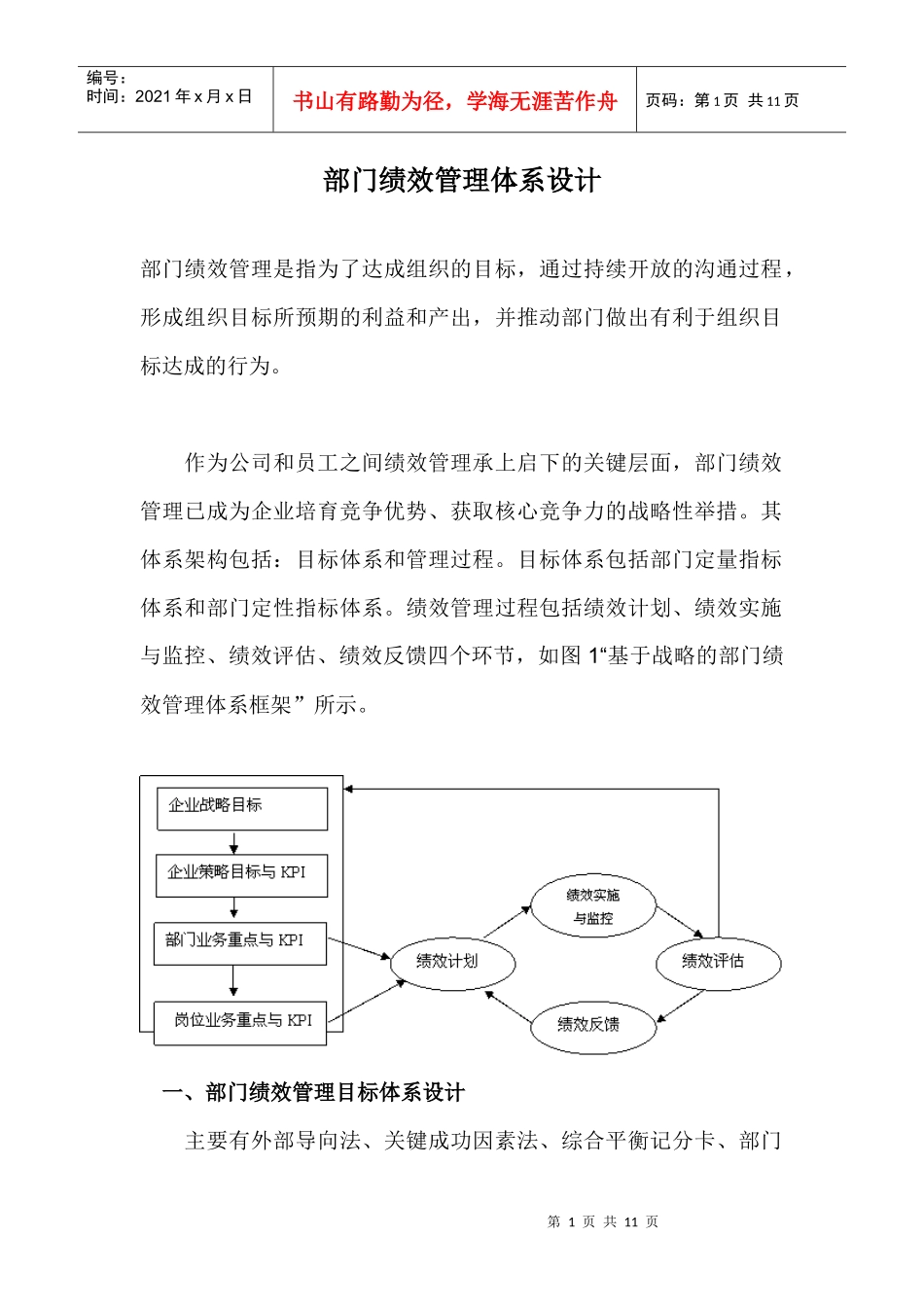 部门绩效管理体系设计。_第1页