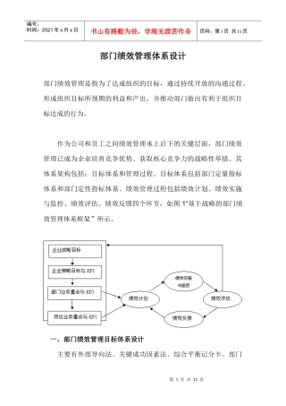 部门绩效管理体系设计。