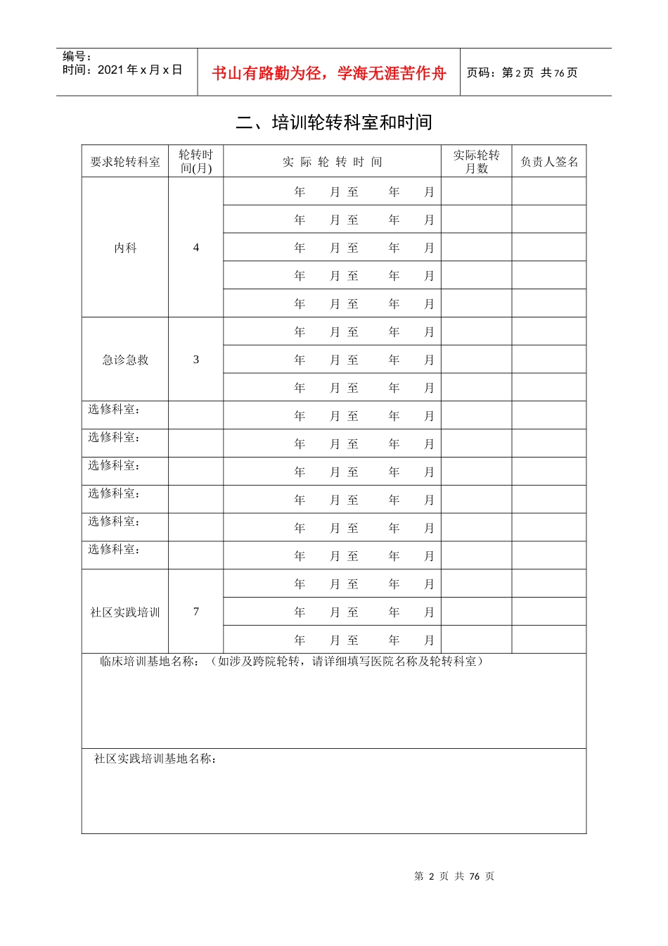 江苏省社区卫生机构全科医生转岗培训登记手册正文_第2页