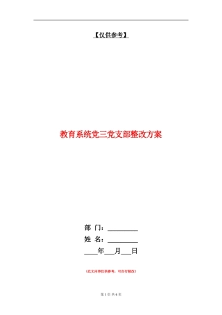 教育系统党三党支部整改方案