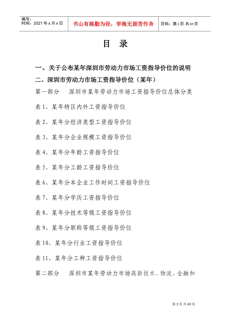 某某年度深圳市劳动力市场工资指导价位说明书_第2页