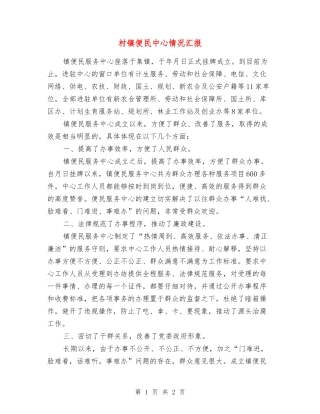 村镇便民中心情况汇报