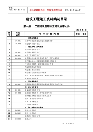 竣工资料编制目录