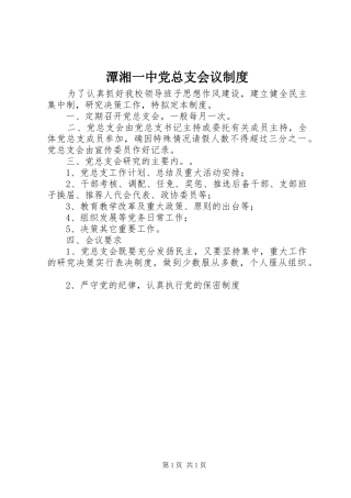 潭湘一中党总支会议规章制度
