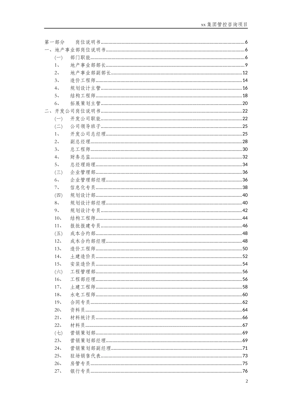 房地产公司组织结构岗位说明书-XXXX0211_第2页