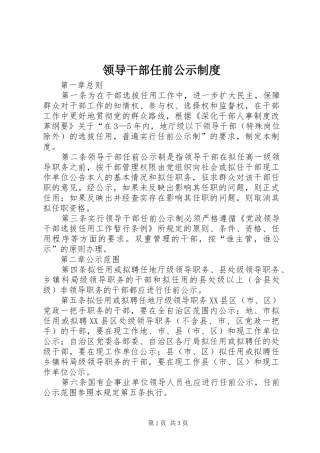 领导干部任前公示规章制度