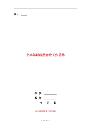 上半年财政所会计工作总结