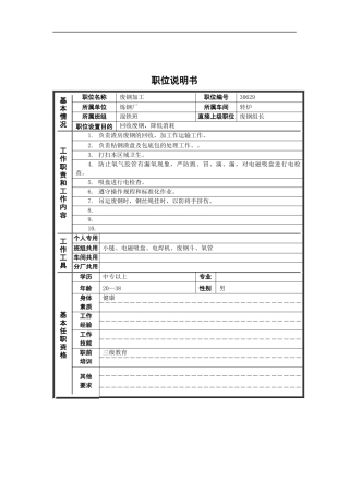 德龙钢铁-废钢加工职位说明书
