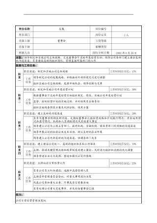 明达集团总裁职务说明书