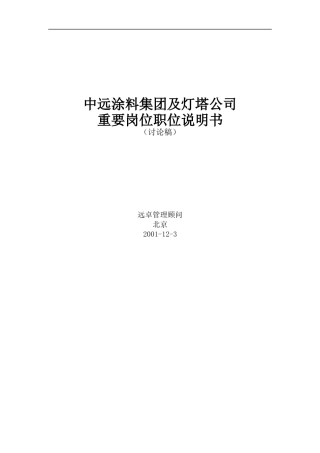 远卓-中远涂料集团及灯塔公司重要岗位职位说明书