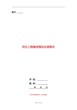 民生工程建设情况自查报告