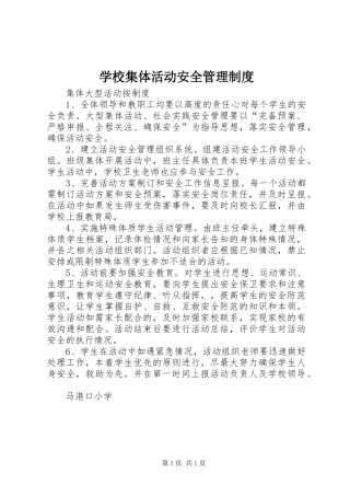 学校集体活动安全管理规章制度 