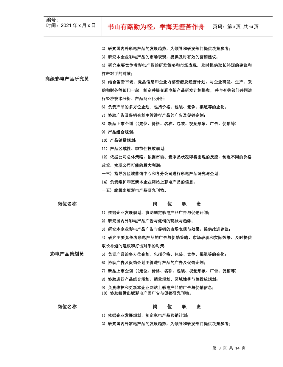某公司市场部岗位设置概述_第3页