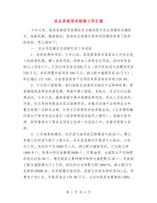 农业系统项目招商工作汇报