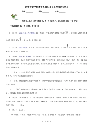 西师大版小学奥数系列6-3新版工程问题专练2