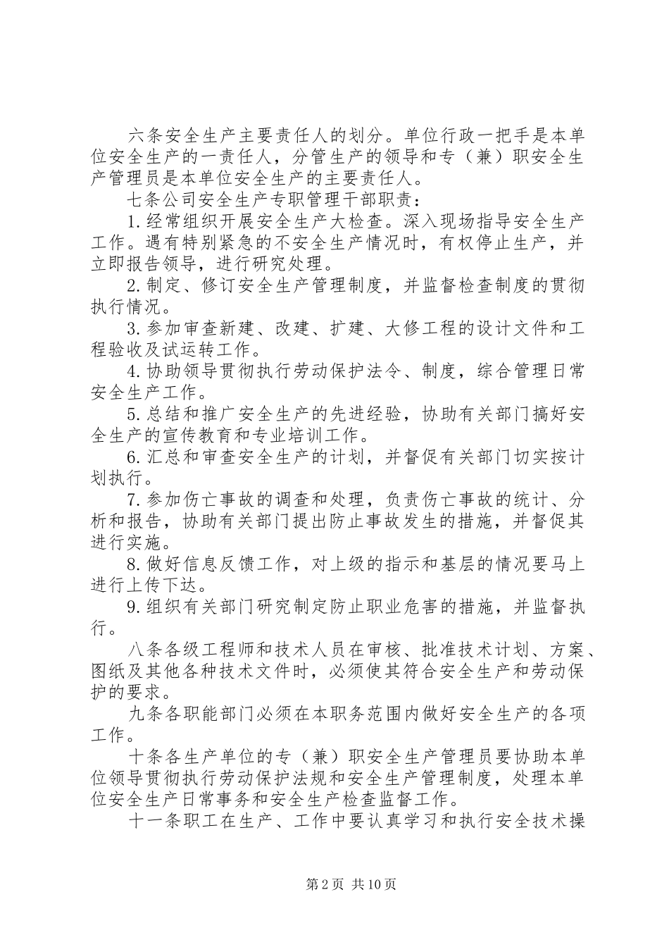安全生产规章规章制度范文_第2页