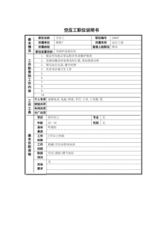 空压工岗位说明书