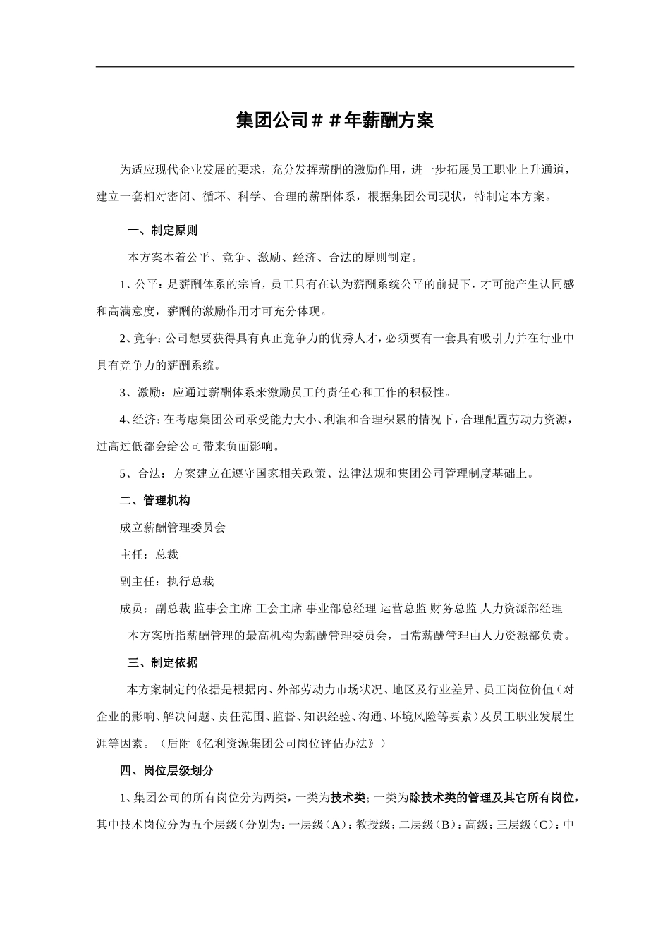 某某集团公司薪酬方案_第1页