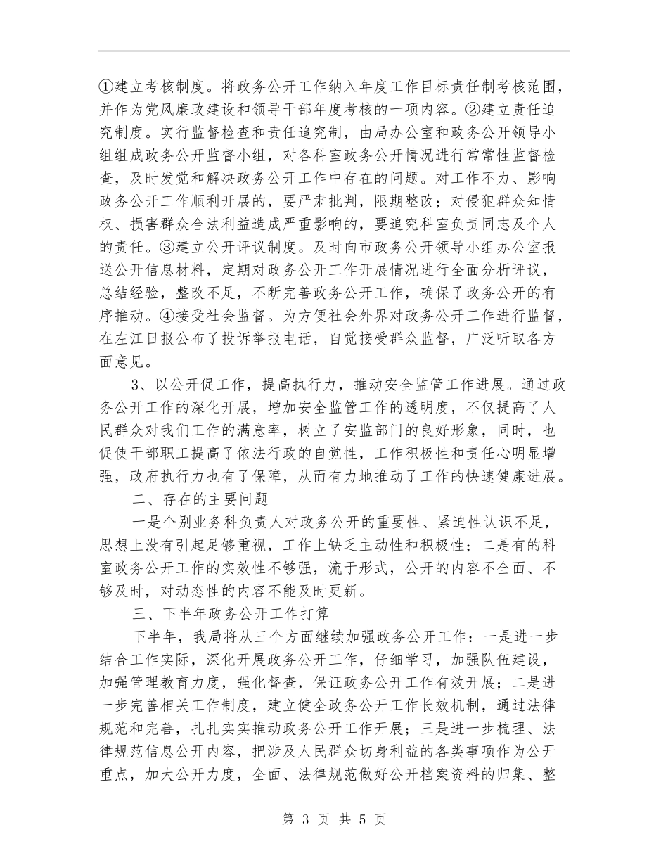 安监局上半年政务公开工作总结【新版】_第3页