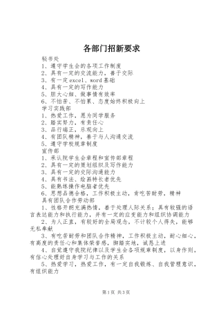各部门招新要求