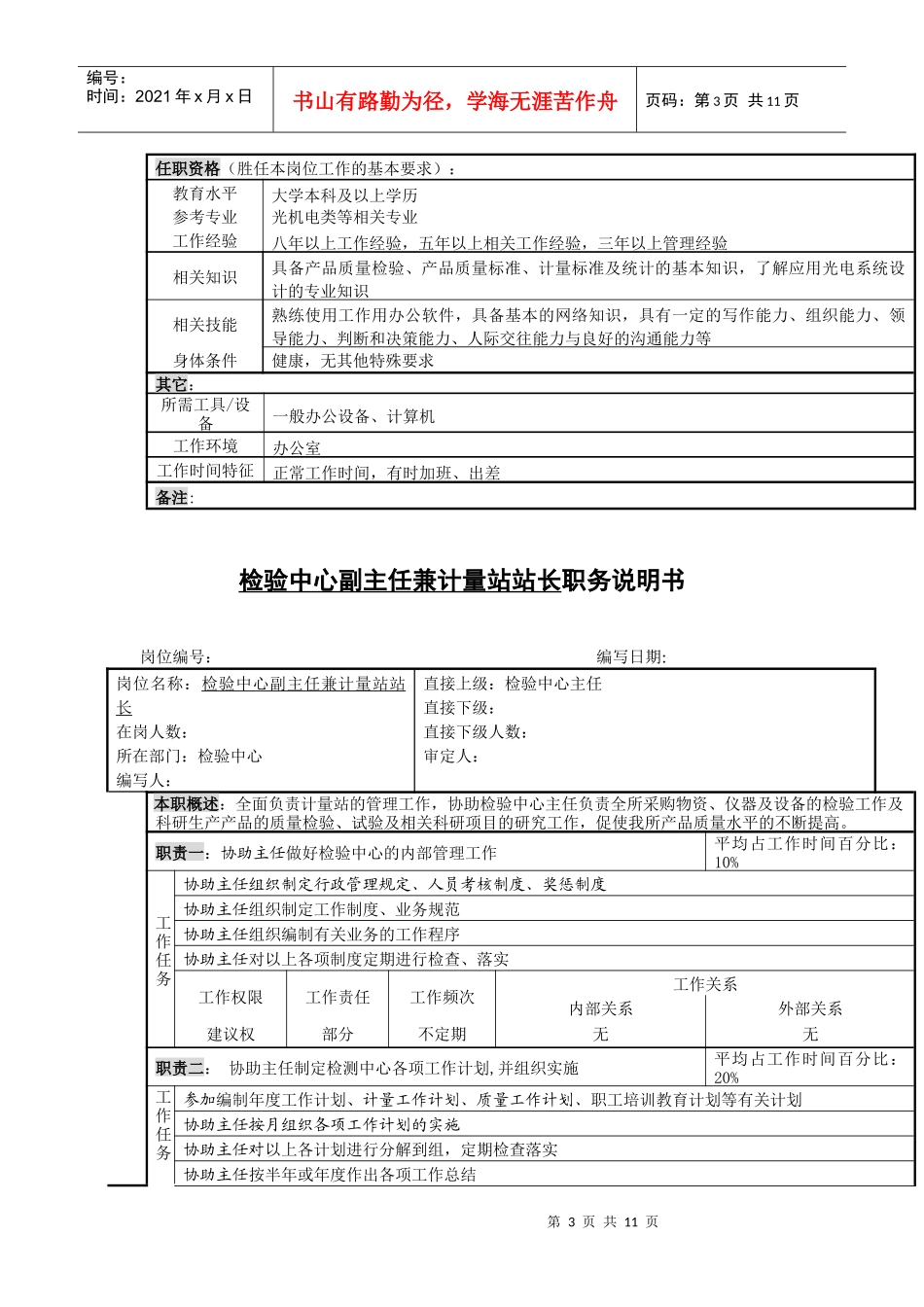 检验中心各岗位职务说明书_第3页
