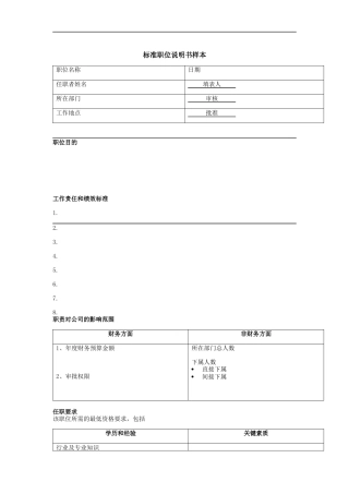 标准职位说明书样本