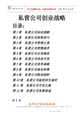 私营公司创业战略