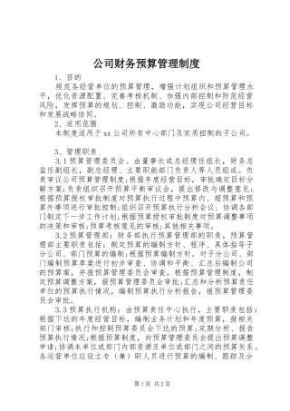 公司财务预算管理规章制度 (2)