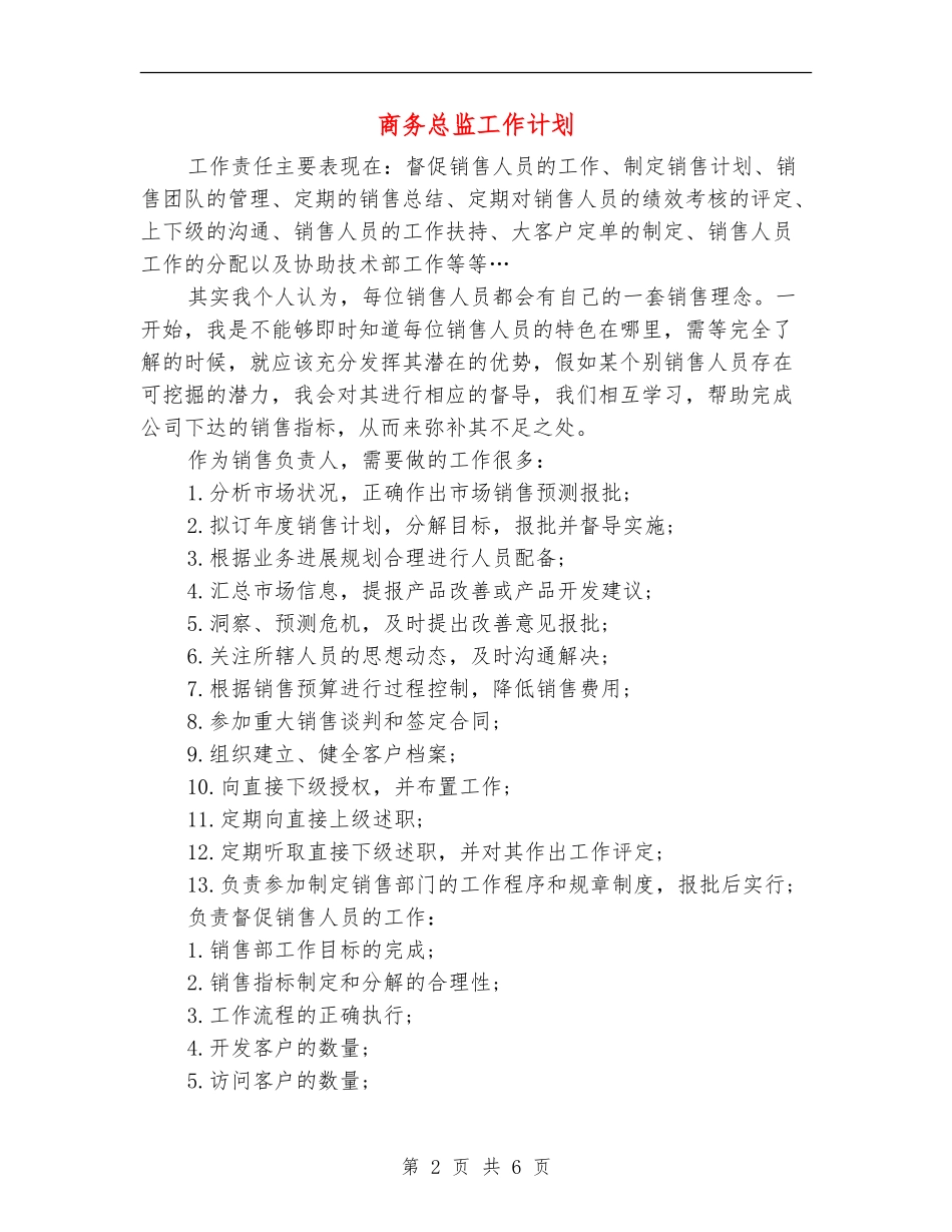 商务总监工作计划_第2页