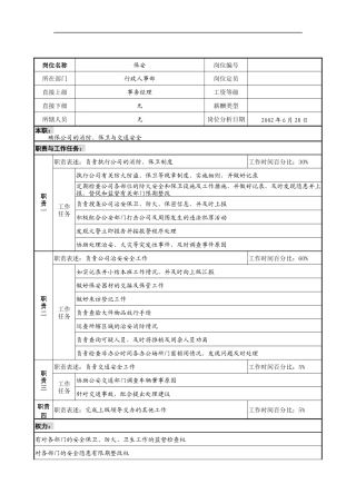 明达集团行政人事部保安职务说明书