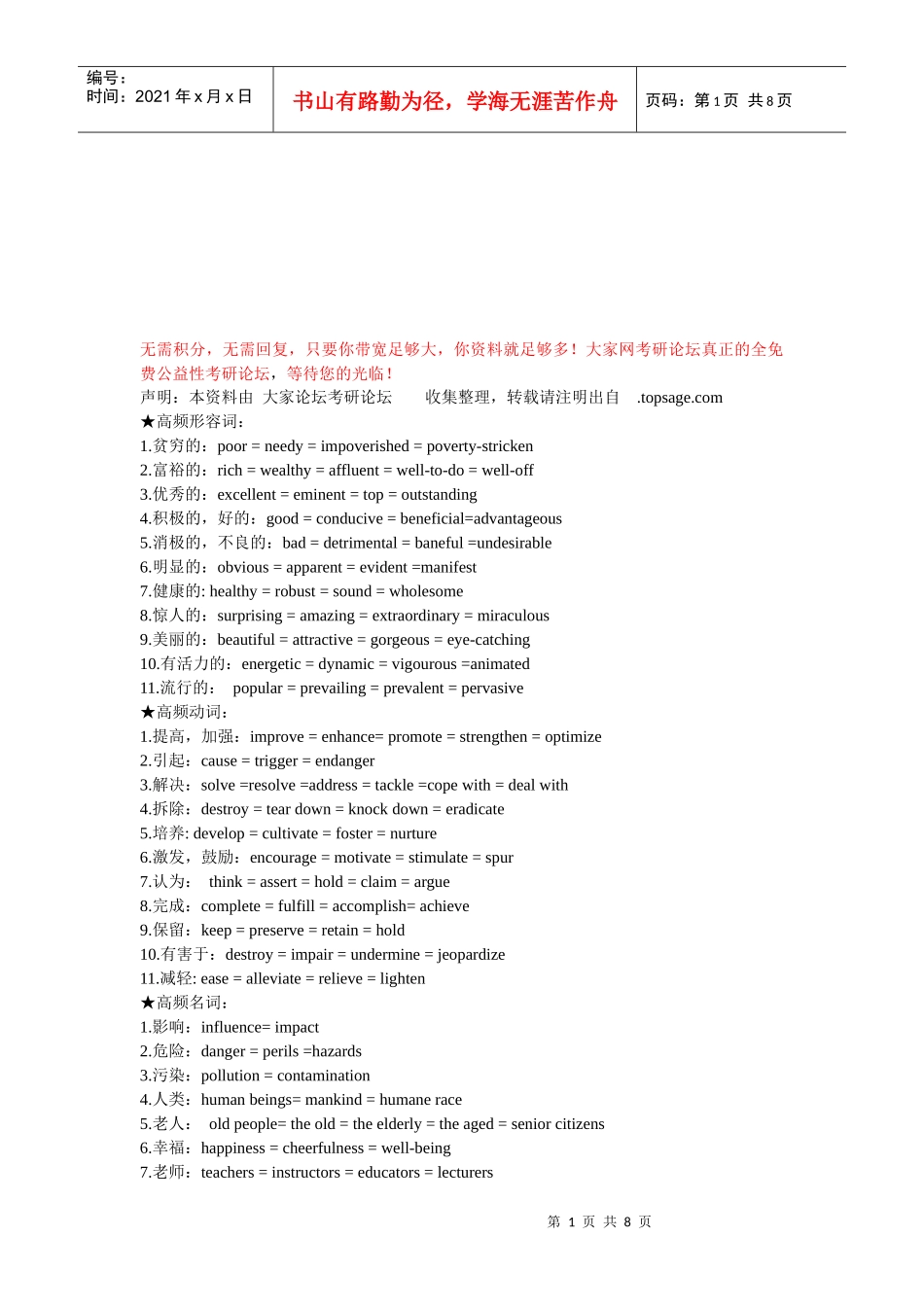考研英语写作高级词汇_第1页