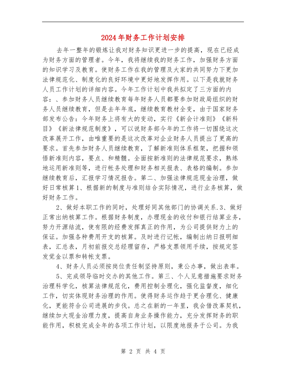 2024年财务工作计划安排_第2页
