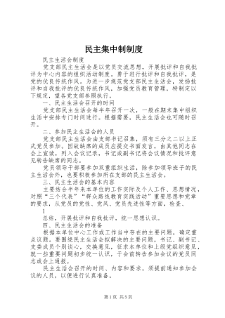 民主集中制规章制度