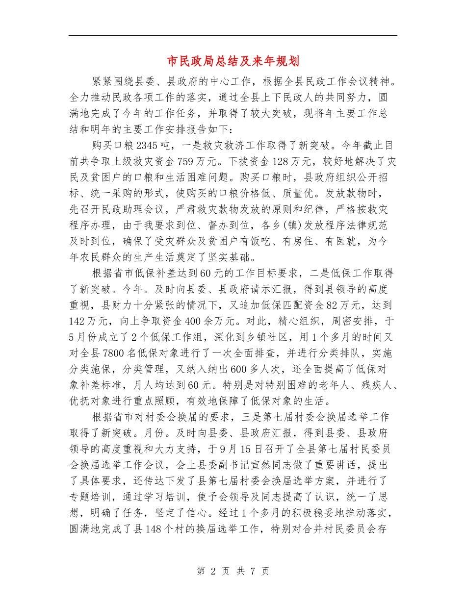 市民政局总结及来年规划_第2页