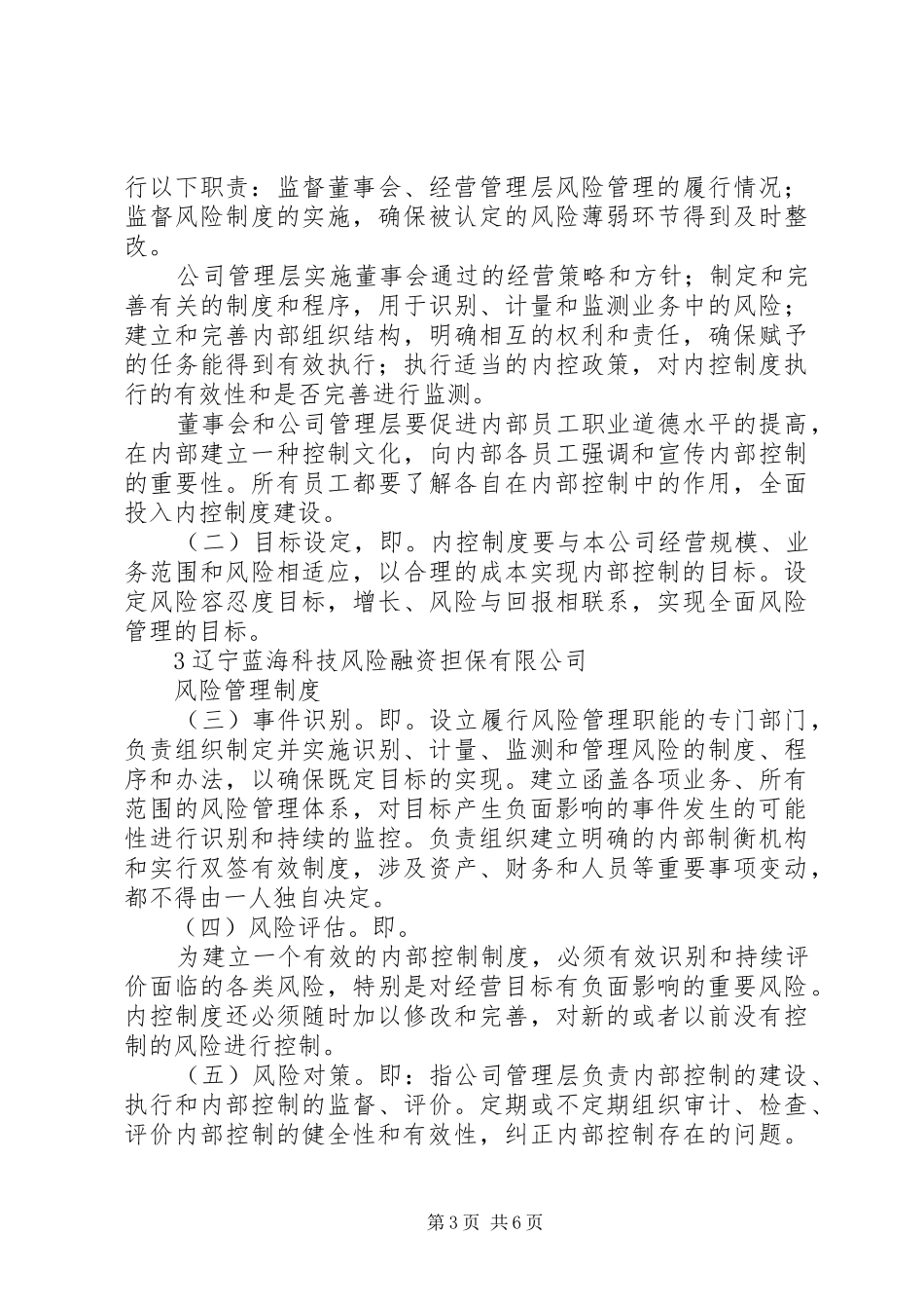 公司风险管理规章制度 _第3页