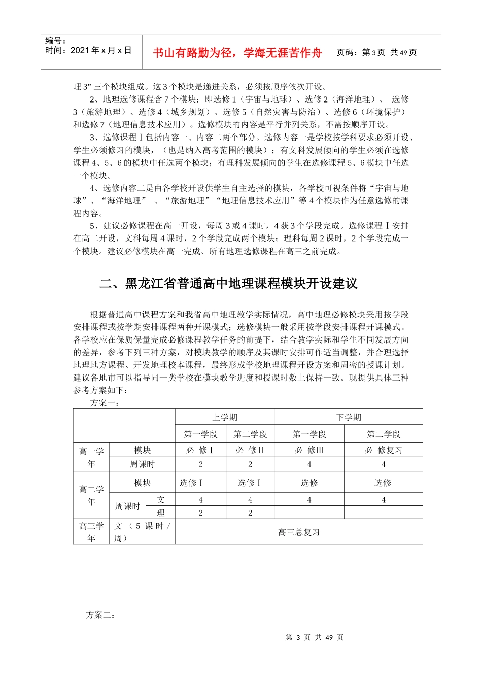 黑龙江省普通高中地理模块教学与考核要求_第3页