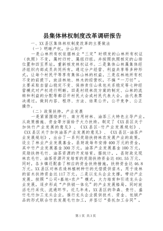 县集体林权规章制度改革调研报告 