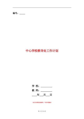 中心小学教导处工作计划